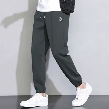 男士长裤子2023新款夏季运动裤小熊印花潮流九分小脚束脚休闲卫裤商品大图