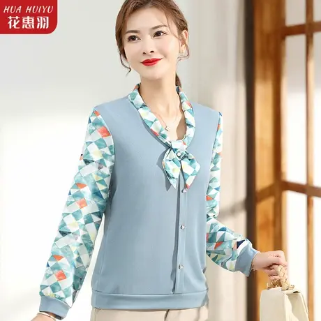 妈妈秋装上衣长袖T恤中老年衬衫春秋打底衫中年女装洋气小衫套装商品大图