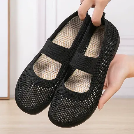 老北京布鞋软底女妈妈夏季网鞋平底防滑老太太豆豆鞋女轻便老人鞋商品大图