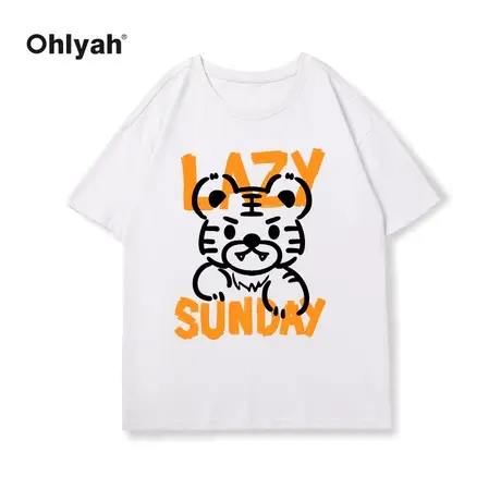 Ohlyah虎年短袖情侣男女运动短袖休闲T恤春夏季纯棉新年印花半袖图片