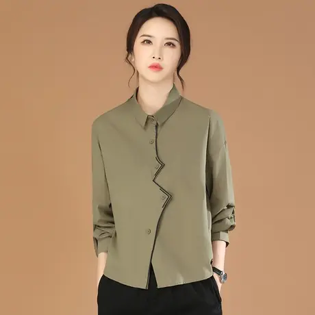 秋上新】法式别致宽松刺绣不规则衬衣2023秋季新款女士衬衫上衣商品大图