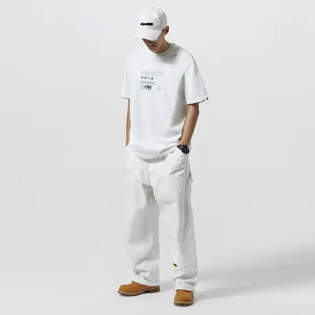 Aape男装秋款字母刺绣猿颜魔术贴拼接牛仔休闲长裤6723XXG商品大图