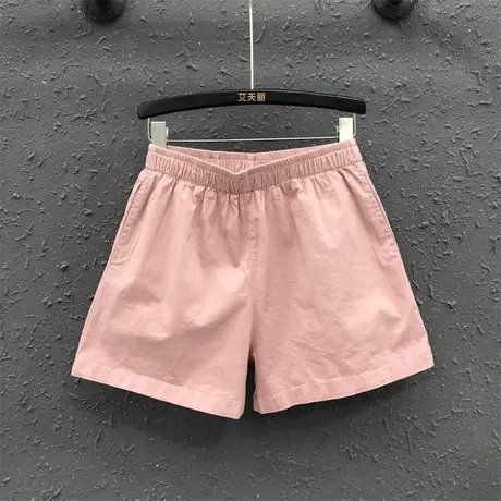 2023夏季新款粉色减龄女士港味宽松百搭牛仔短裤女休闲高腰阔腿裤商品大图