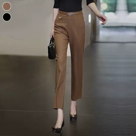 高腰西裤女2023新款春秋小个子显瘦直筒烟管裤时尚百搭小脚西装裤图片