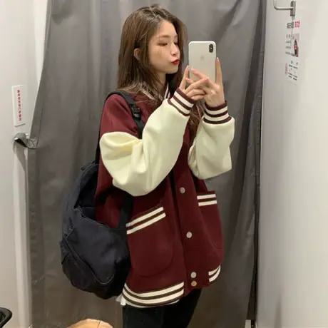 2023年新款美式棒球服韩版宽松夹克外套女学生复古港味秋冬ins潮图片