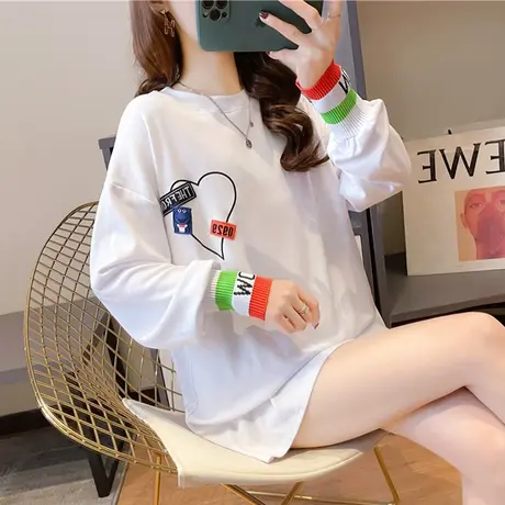 ins长袖t恤女春秋新款韩版宽松中长款内搭德绒百搭打底衫上衣服潮图片