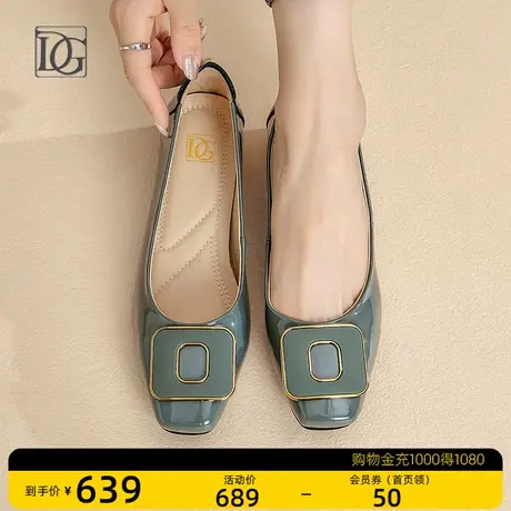 商场同款浅口单鞋女粗跟新款秋季低跟通勤法式优雅配裙子皮鞋图片