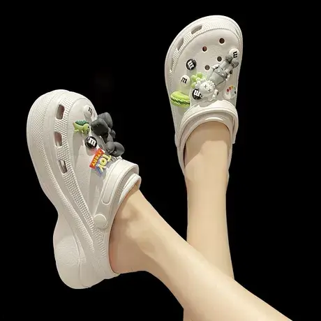 洞洞鞋女凉拖ins潮厚底高跟增高护士包头半拖可爱外穿防滑沙滩鞋商品大图