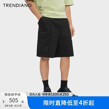 TRENDIANO镂空字母工装短裤2024年春季新款宽松休闲五分裤百搭男图片