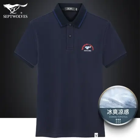 七匹狼狼族生活男士翻领POLO衫2023夏季男士休闲舒适凉感短袖T恤商品大图
