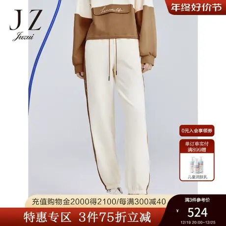 JZ玖姿商场同款休闲风抽绳宽松卫裤女2023秋季新款裤子JWCQ11129商品大图