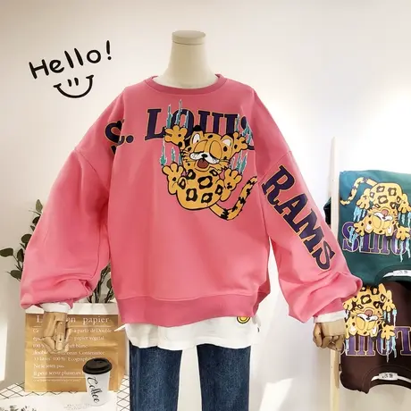 2020春秋韩国东大门Ulzzang港风宽松卡通BF加绒保暖卫衣大码显瘦商品大图