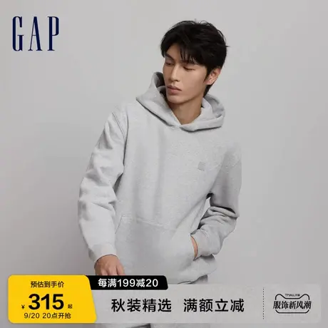 Gap男女装秋冬2023新款LOGO宽松碳素软磨抓绒卫衣807077连帽衫图片
