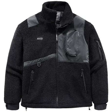 VIP冬季仿羊羔毛外套男摇粒绒衣服机能拼接夹克棉服加厚棉袄潮牌商品大图