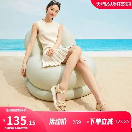 康奈女鞋2025年夏季新款百搭时尚软底时装凉鞋露趾厚底休闲沙滩鞋图片