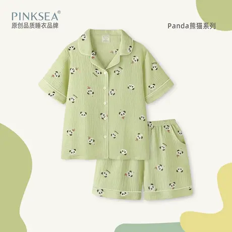 Pinksea纯棉睡衣女款夏季夏天棉纱短袖女士家居服套装2025新款夏商品大图