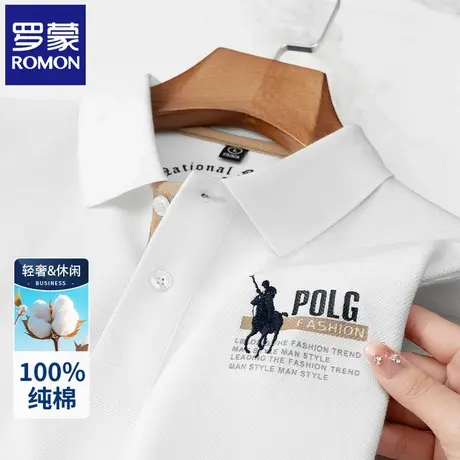 罗蒙高端刺绣POLO衫纯棉男士短袖t恤轻薄夏季翻领商务半袖上衣N2Z图片