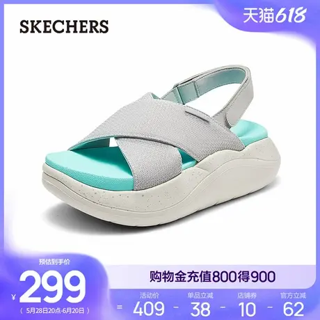 Skechers斯凯奇绵绵鞋夏季凉鞋女外穿厚底增高女鞋透气休闲沙滩鞋商品大图