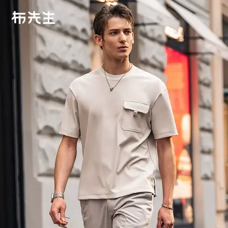 MrBu布先生设计感口袋廓形t恤男2025夏四合扣开衩时尚短袖ET16219图片