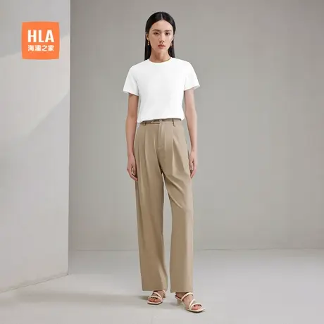 HLA/海澜之家凉感短袖T恤2025夏季新款圆领微弹吸湿排汗短袖女装商品大图