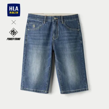 HLA/海澜之家POWER YOUNG牛仔中裤25春夏新水洗直筒六分短裤男士商品大图