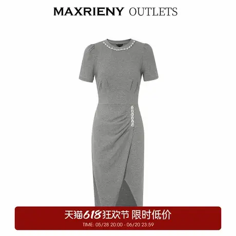【奥莱】MAXRIENY轻奢感不对称抽褶连衣裙图片