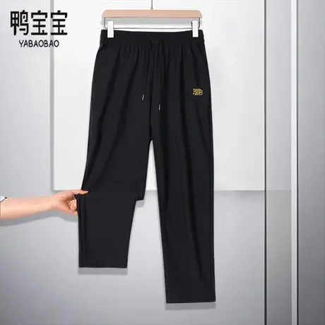 鸭宝宝冰丝裤子男款夏季薄款运动速干裤男士垂感直筒休闲裤子夏天商品大图