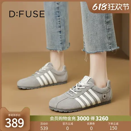 D：Fuse/迪芙斯2025春季圆头平底复古德训鞋百搭时尚休闲运动女鞋商品大图