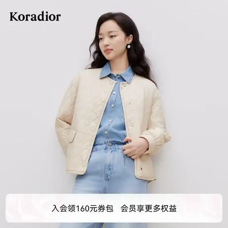 Koradior珂莱蒂尔2025春季新款女装百搭简约轻薄拼接棉服外套棉衣图片