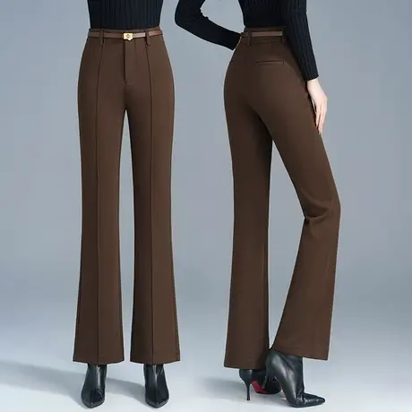 毛呢微喇裤女2023秋冬季新款中线显瘦遮肉微喇叭裤垂感呢子休闲裤商品大图