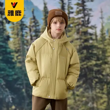 雅鹿儿童羽绒服2025冬新款短款白鸭绒面包服加绒加厚保暖羽绒外套图片