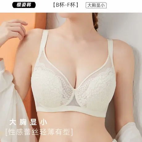大胸显小胸内衣女夏季性感蕾丝超薄软钢圈胸罩上托聚拢薄款文胸图片