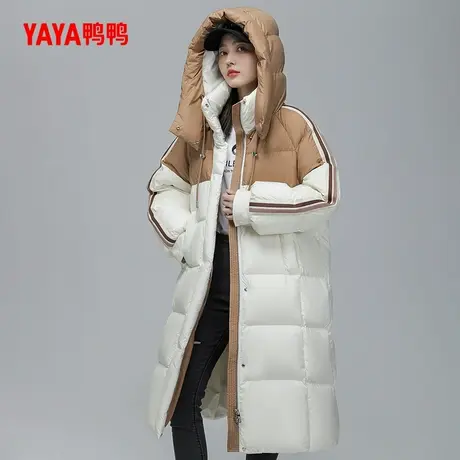 YAYA鸭鸭羽绒服女冬新款长款过膝宽松休闲设计感加厚显瘦连帽外套图片