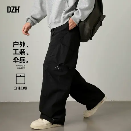 男士伞兵裤男款软壳防水冲锋裤男2025新款阔腿工装裤速干裤登山裤商品大图