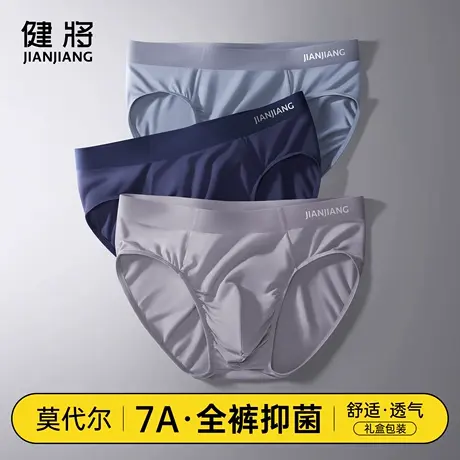 健将男士三角内裤男生莫代尔无痕底裤衩青少年运动透气抗菌短裤头商品大图