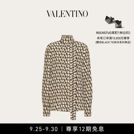 【12期免息】华伦天奴VALENTINO女士V标志印花双绉上衣商品大图