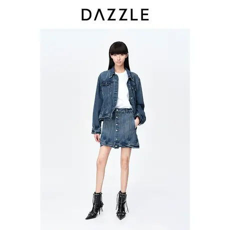 DAZZLE地素奥莱23春装新款美式复古造型感牛仔服牛仔外套夹克上衣图片