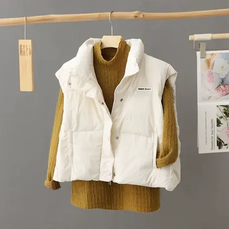 羽绒马甲女短款2023新款学生外穿秋冬季百搭宽松坎肩加厚冬外套潮商品大图