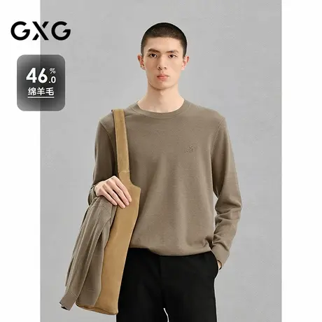 GXG男装 卡其色低领毛衫打底衫针织衫 24年冬G24X204022图片