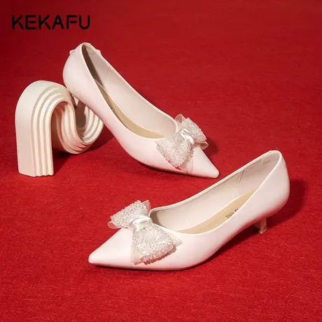 珂卡芙法式单鞋女2023新款气质高跟鞋女细跟高级感浅口配裙子女鞋商品大图