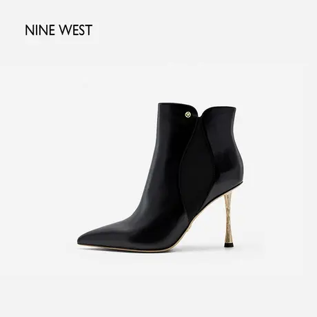 Nine West/玖熙尖头法式细跟瘦瘦靴女2023冬新款真皮百搭气质短靴商品大图
