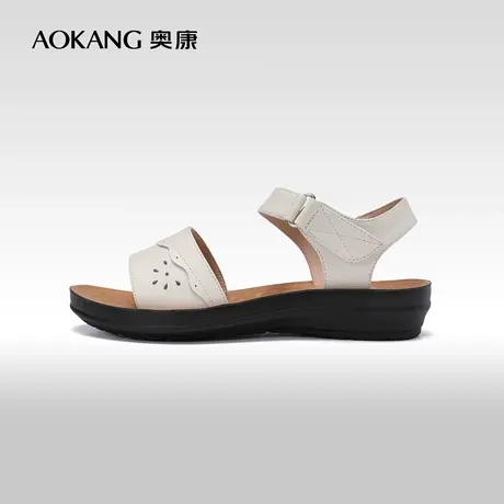奥康女鞋 夏季气质真皮时装凉鞋舒适百搭日常妈妈鞋魔术贴潮商品大图