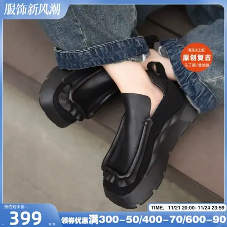 Artmu阿木原创复古靴子女2023新款踝靴厚底短靴一脚蹬深口单鞋图片