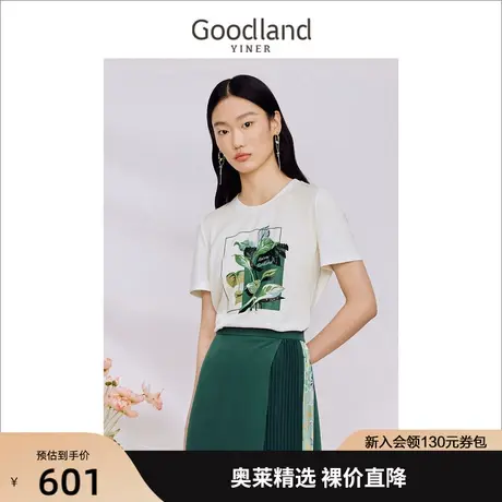 【醋酸抗皱】音儿美地女装2023秋季新款质感印花针织衫圆领上衣图片