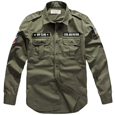 VIP长袖衬衫男青年韩版休闲衬衣春秋复古工装外套纯棉上衣服潮牌商品大图