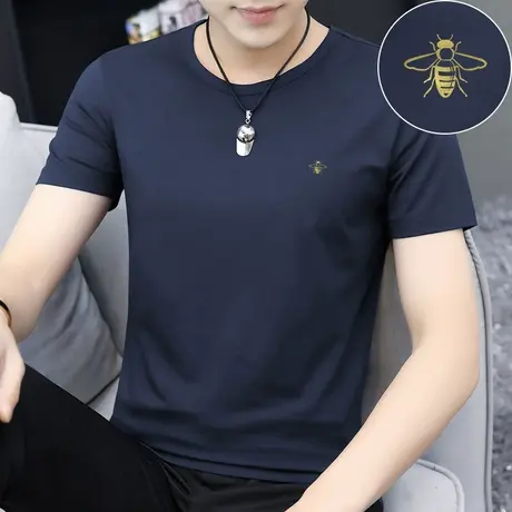 莫代尔夏季t恤男士短袖2025新款圆领潮流潮牌冰丝冰感半袖体恤衫商品大图