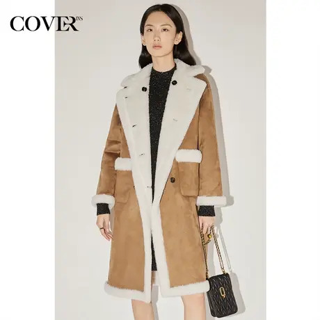 COVER冬季双面穿设计慵懒感绵羊毛毛呢大衣商品大图
