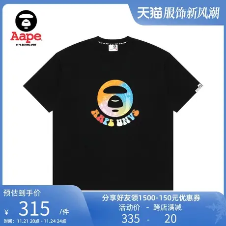 Aape旗舰店男装春夏多彩迷彩渐变猿颜图案印花宽松短袖T恤1294XXK图片
