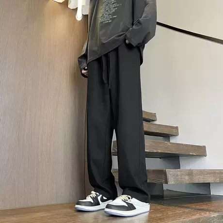 裤子男款春秋冬季男生宽松工装直筒夏天男士阔腿潮牌纯棉休闲长裤商品大图