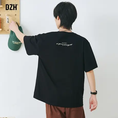 男士300g重磅刺绣t恤男纯棉黑色短袖宽松夏季男装半袖男2023新款商品大图